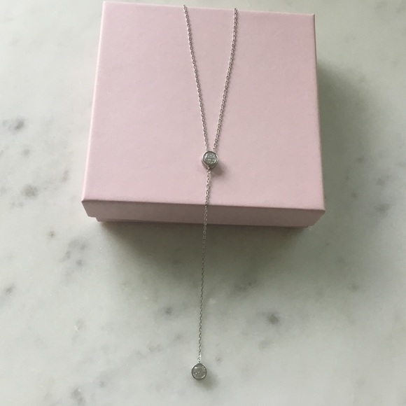 Sterling Silver RP Cz Drop Necklace - Picture 8 of 15